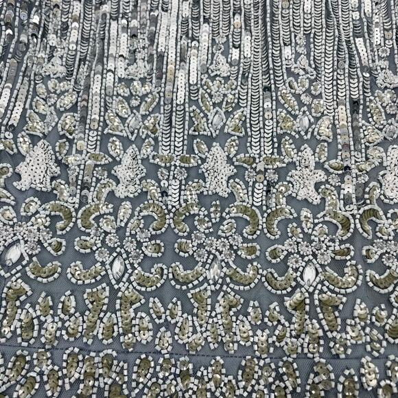 Mac Duggal Embellished Long Sleeve Midi Dress Platinum 5576 Size 20 - Picture 13 of 13